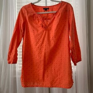 Salmon textured cotton 3/4 sleeve blouse small